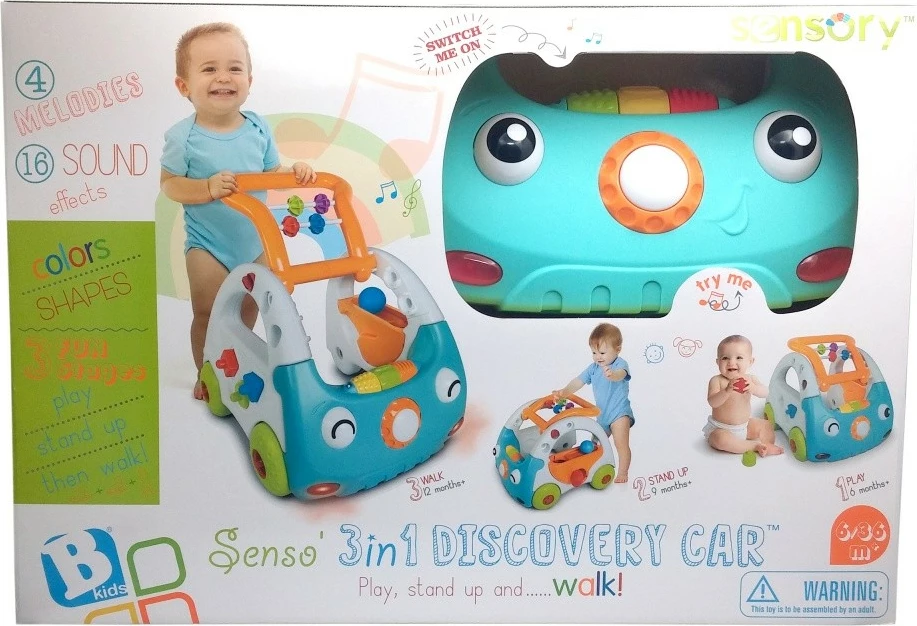 Lodër walker 3-në-1 B-kids Sensory, për fëmijë të vegjël, Multicolour