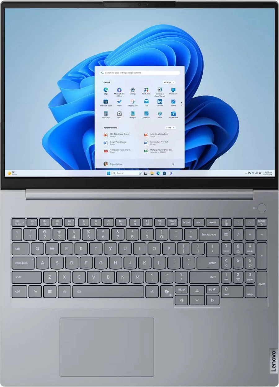 Laptop Lenovo ThinkBook 16 G8 IAL 21SK00JPPB, Intel Core Ultra 5 135H, 16GB RAM Memorje, 512GB M.2 PCIe SSD, Windows 11 Pro, gri