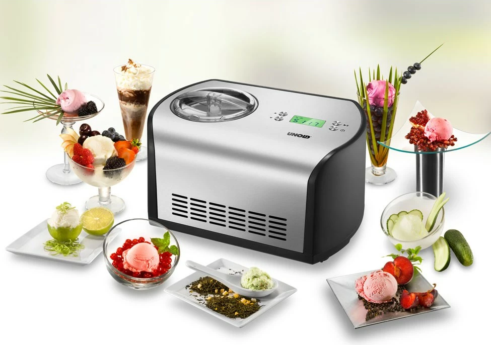 Aparat për akullore Unold 48865, 1.2 L, 30 min, LCD, 1.5 m, i zi