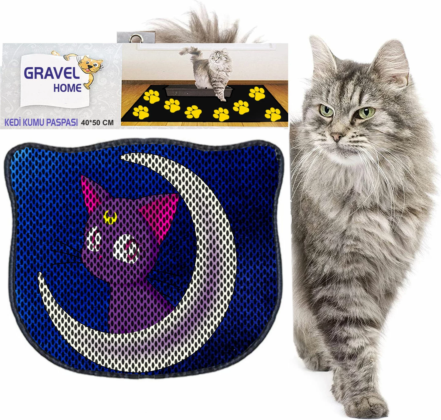 Tapet për rërë mace, shumëngjyrësh, Paws & Whiskers, Kdkafa0136, 40x50cm