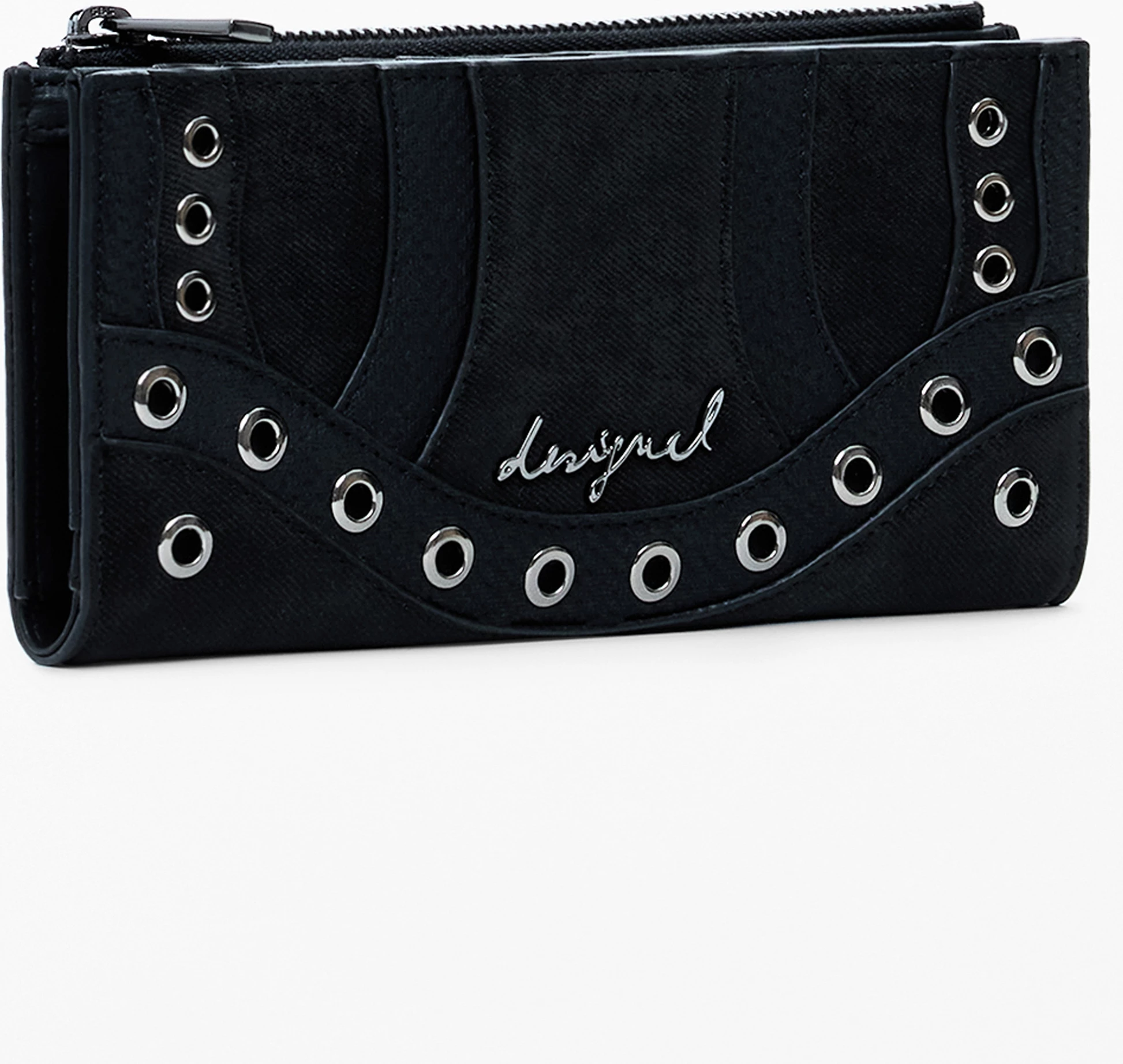 Portofol femra DESIGUAL SNAKE PTCH PIA, e zezë