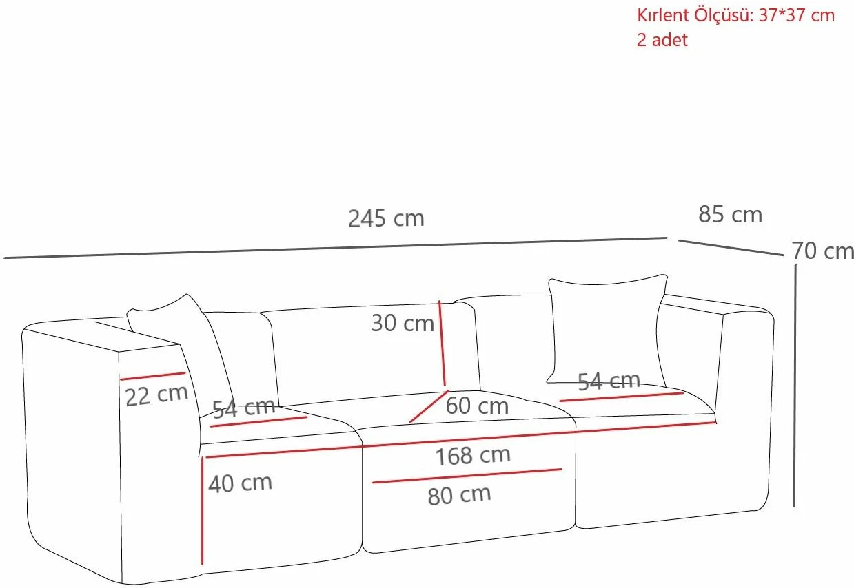 Divan treshe, krem, Atelier del Sofa, 3 pjesë