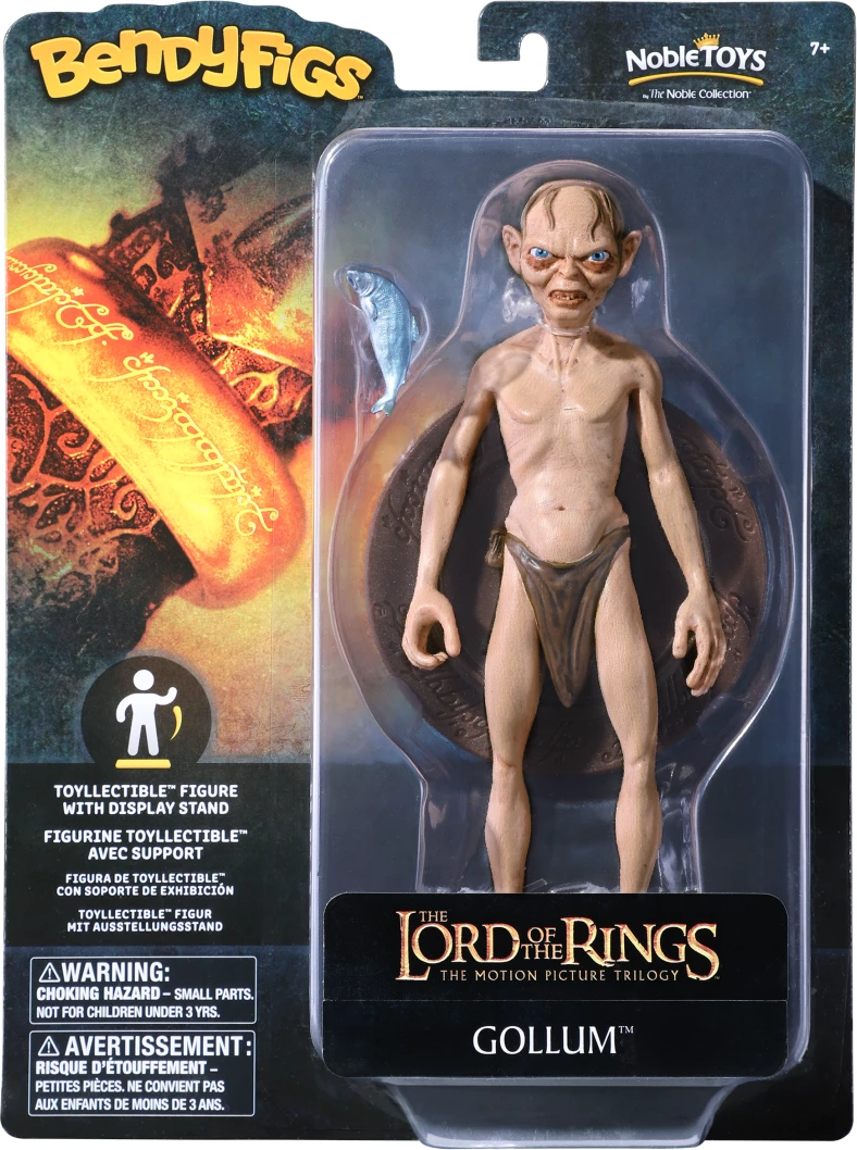 Figurinë fleksibile NOBLE COLLECTION Bendyfigs Gollum 19 cm me peshk dhe mbajtëse