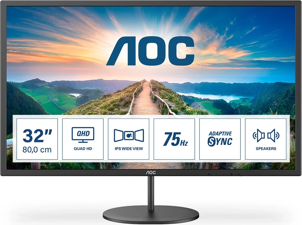 Monitor AOC V4 Q32V4, 31.5'', 2K Ultra HD, LED, 75Hz, i zi 