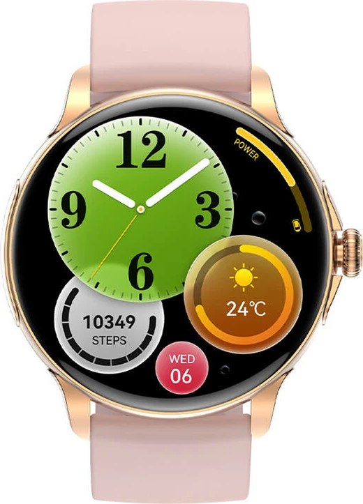Smartwatch Colmi V72, 1.43" AMOLED, për Android/iOS, Gold me rrip rozë