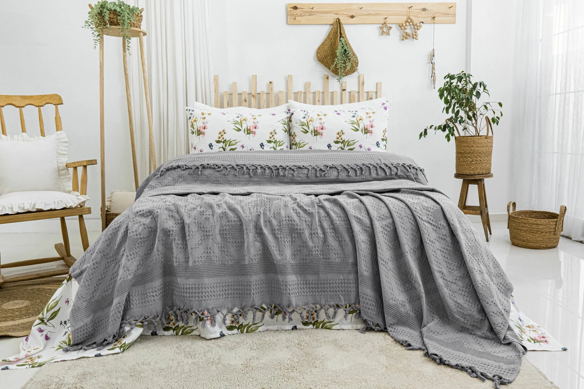 Set piké dopio, ngjyrë vjollcë-gri, L'essentiel