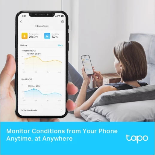 Sensor i mençur temperature dhe lagështie TP-LINK Tapo T315, ekran 2.7" E-ink, i bardhë, set me 2 bateri AAA