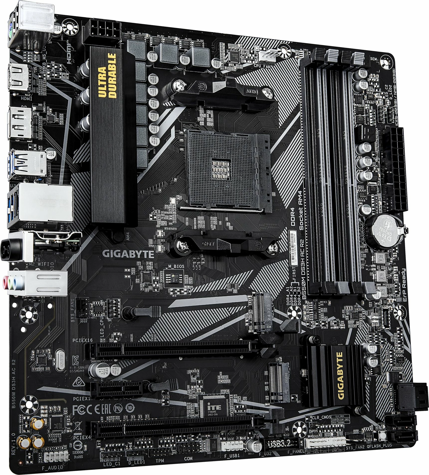 Pllakë amë Gigabyte B550M DS3H AC R2, AM4, Micro-ATX, Wi‑Fi 5/Bluetooth
