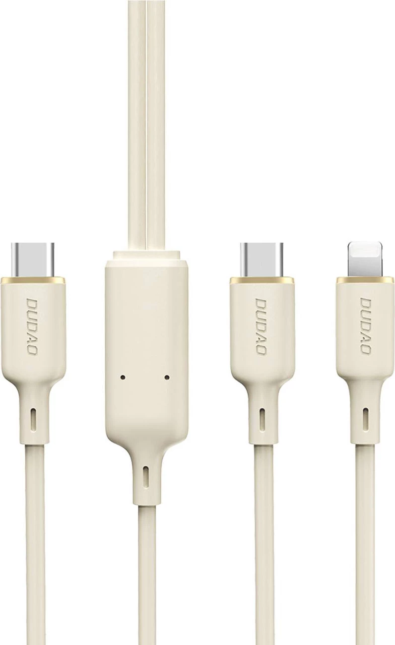 Kabllo 2-në-1 Dudao L7SF, USB-C në USB-C/Lightning, 100W, 1.2m, Bezhe