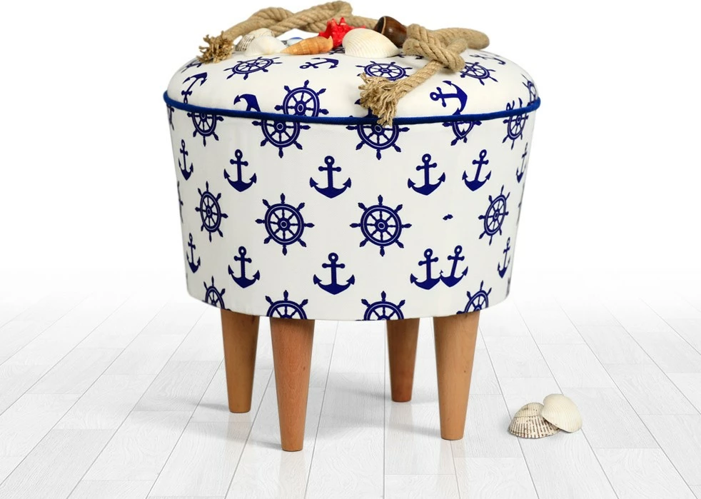 Puf për fëmijë, dizajn marin, blu dhe bardhë, Cunda Atelier del Sofa