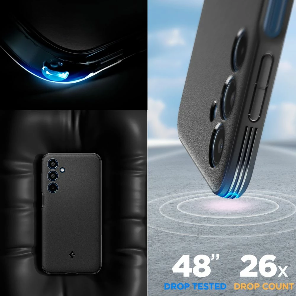 Mbështjellës Spigen Essential SandBlast për Samsung Galaxy M35 5G, i zi