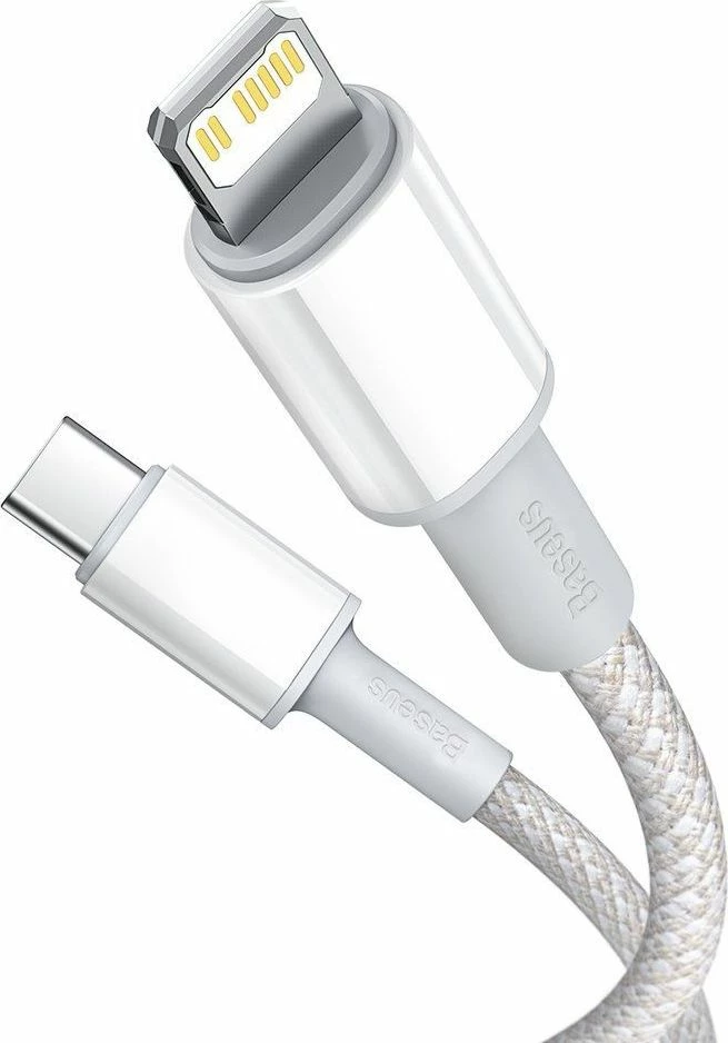 Kabllo Baseus USB-C në Lightning 1 m Power Delivery 20W, e bardhë, 1 copë