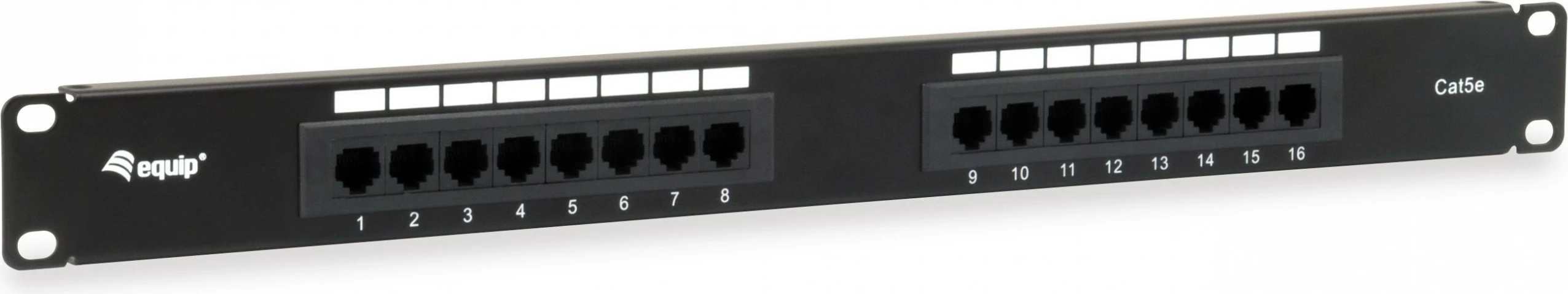 Patch panel Equip 16-portë Cat5e, 1U, rackmount, e zezë