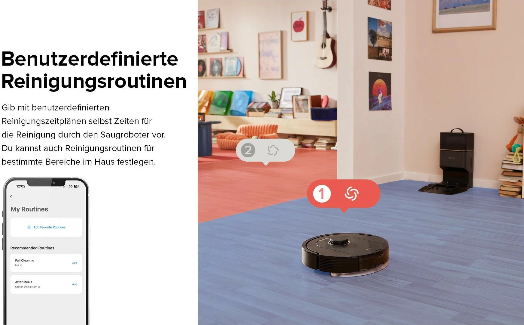 Robot fshesë Roborock Q5 Pro+, DuoRoller, 5500 Pa, 0.77L, 2.5L, e zezë