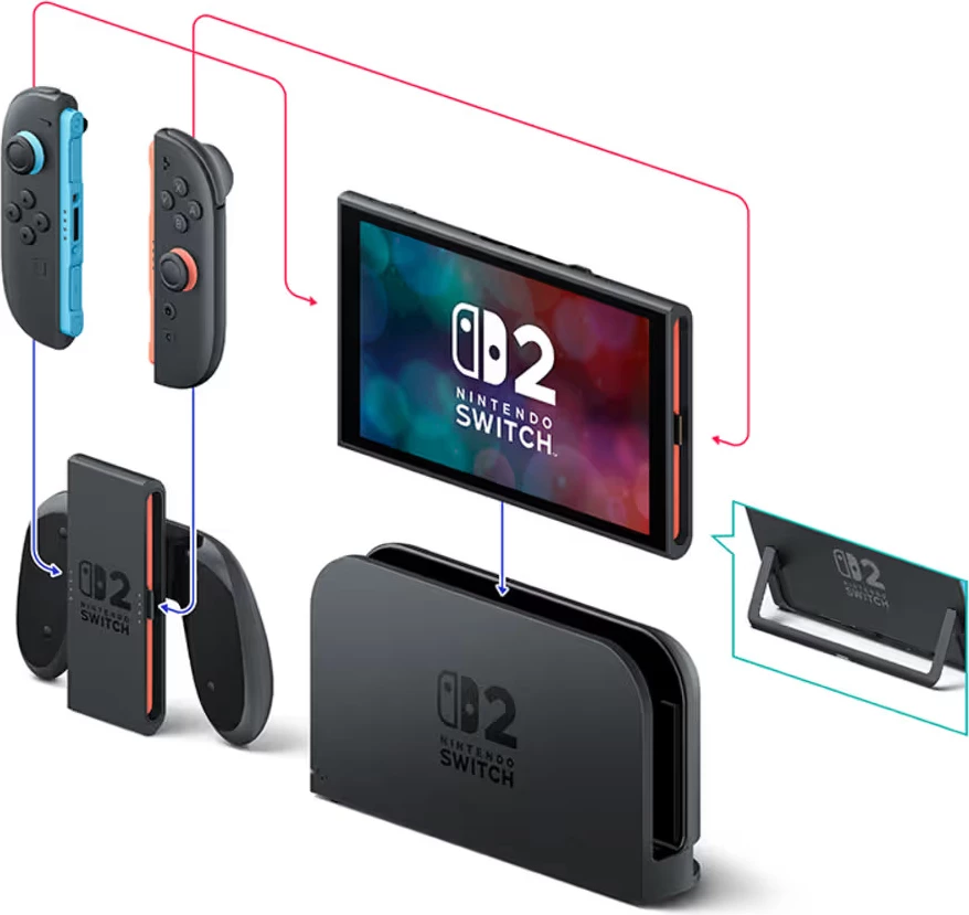 Konsolë Nintendo Switch 2 256GB 7.9\" + Mario Kart World (digjitale), Joy-Con kaltër e çelët/kuqe e çelët