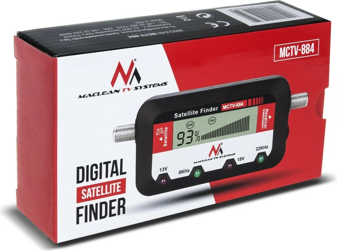 Matës satelitor Maclean MCTV-884, digjital, i zi