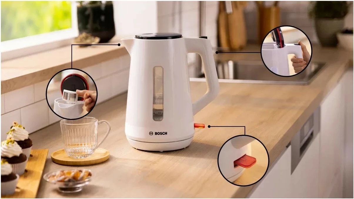 Çajnik Bosch TWK1M121, 1.7L, 2400W, bardhë