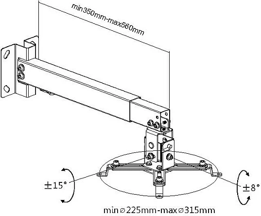 Mbajtës projektori EQUIP, universal, montim në mur/tavan, 20 kg, i bardhë