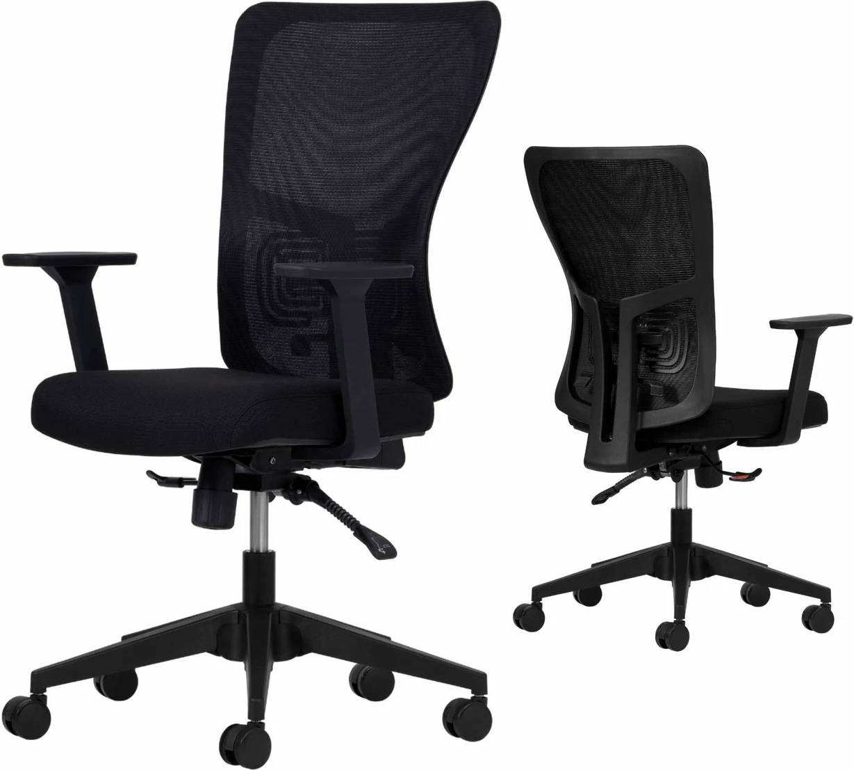 Set karrigesh për zyre (2 copë), Skye Decor, mbështetje për mes, 108 cm, e zezë