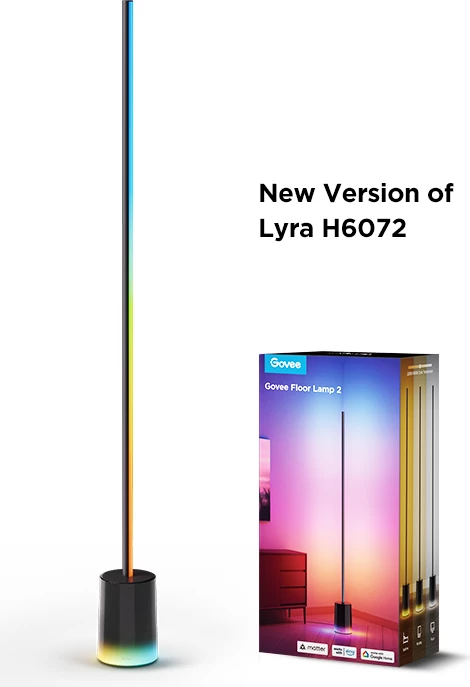 Lampë dyshemeje smart Govee Floor Lamp 2 RGBICWW, E zezë