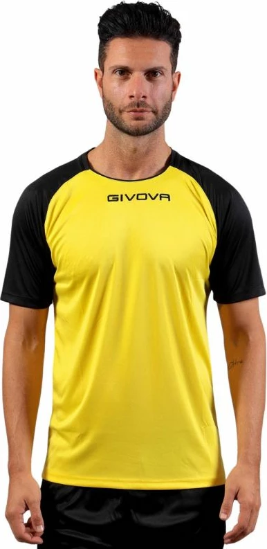 Fanellë futbolli Givova për meshkuj, e zezë dhe e verdhë