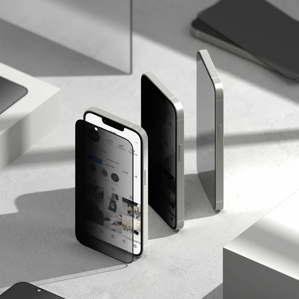 Mbrojtës xhami Ringke Easy Slide Privacy Glass për iPhone 13/13 Pro/14, 2 copë