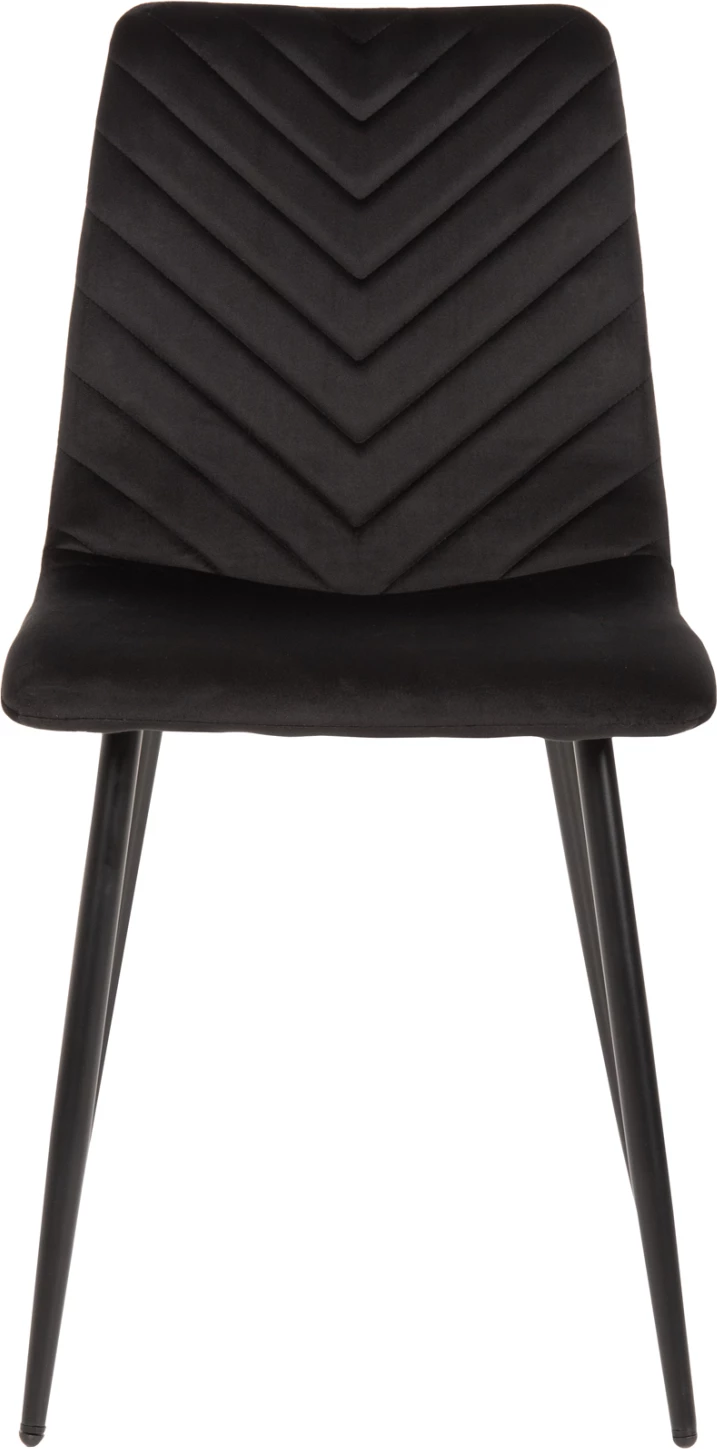 Karrige ngrënieje LATRELL, FH8587.04, kadife e zezë & këmbë metalike të zeza, 43x54x88H cm., set prej 4 copësh