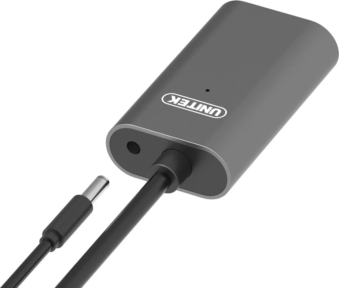 Kabllo aktive Unitek USB-C, e zezë-argjendtë