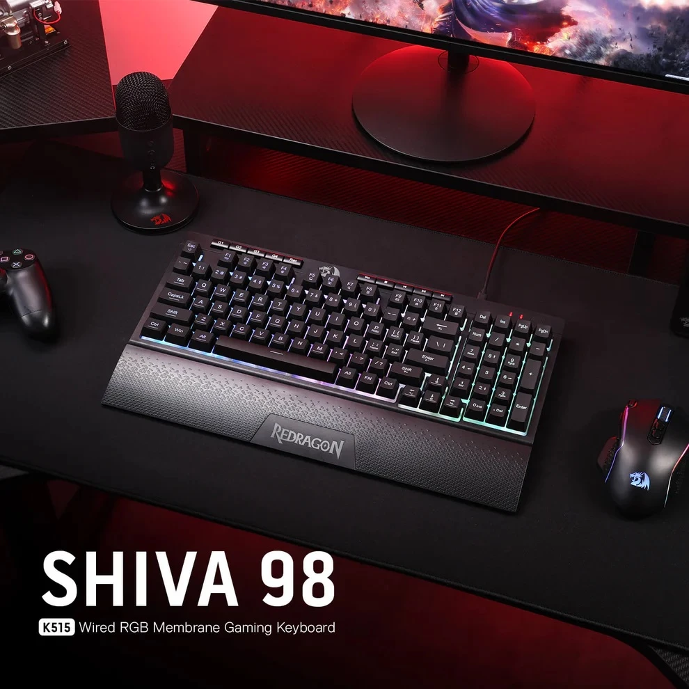 Tastierë gaming Redragon Shiva Pro K515-RGB, USB, RGB, 98 taste, membrane, me makro G1-G4