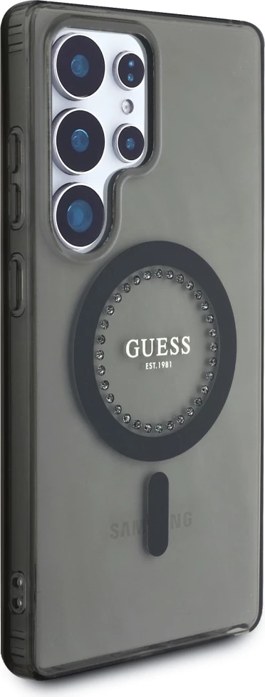 Mbështjellës Guess për Samsung Galaxy S25 Ultra, MagSafe, i zi, me rhinestones