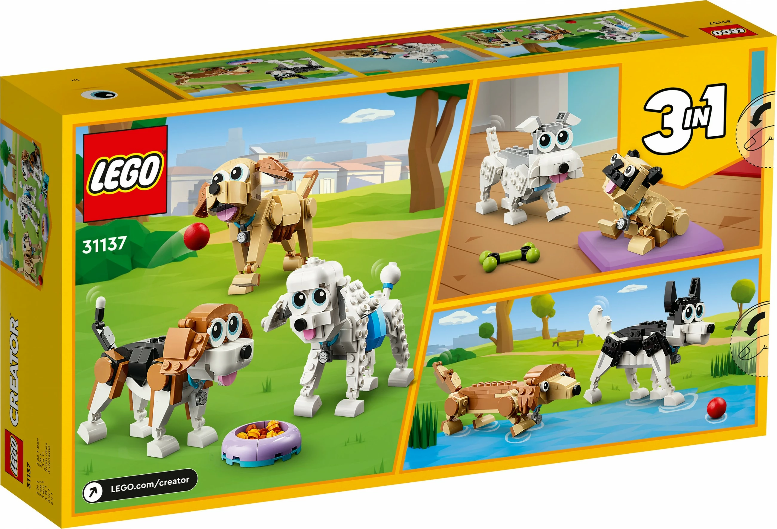 Set ndërtimi LEGO Creator 3-in-1 Adorable Dogs 475 pjesë, shumëngjyrësh