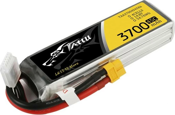 Bateri LiPo Tattu 3700mAh 14.8V 45C 4S1P me lidhës XT60
