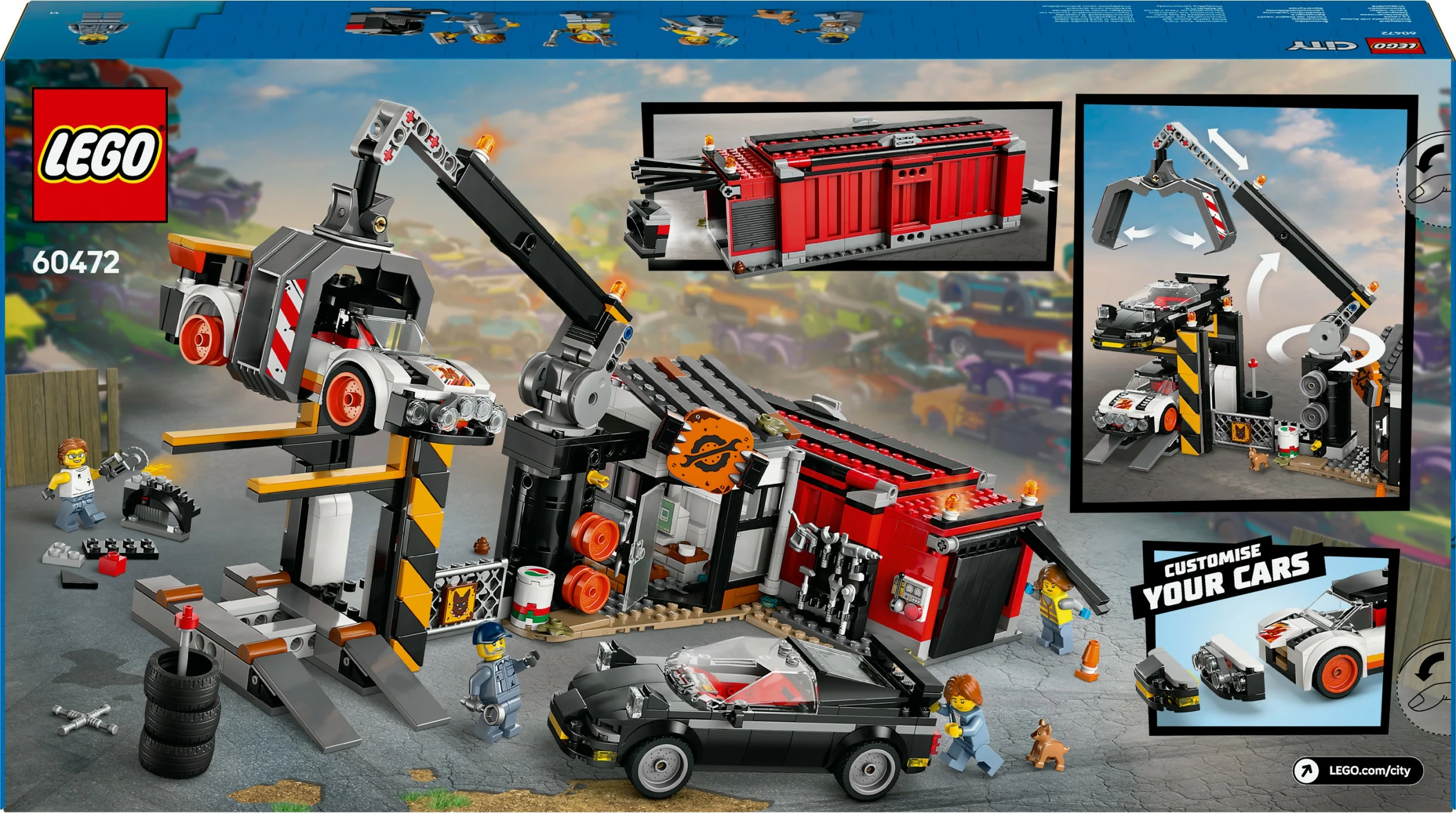 Set ndërtimi LEGO City 60472, Schrottplatz me makina, 871 pjesë, shumëngjyrësh