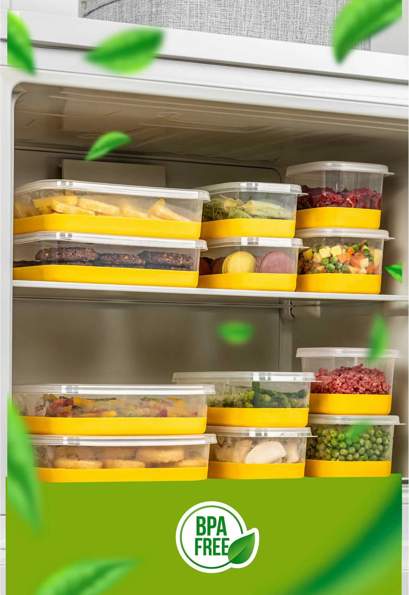 Set organizues për frigorifer (4 copë), Hermia, 4B, e verdhë