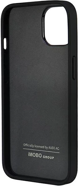 Mbështjellës Audi për iPhone 14, 6.1", lëkurë sintetike, i zi