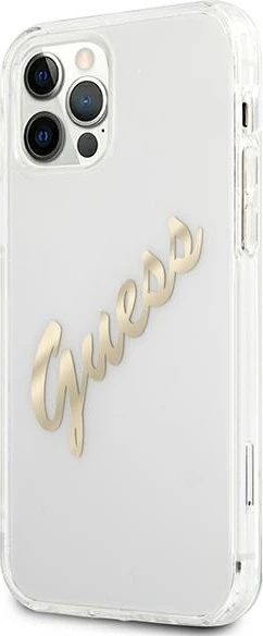 Mbështjellës Guess GUHCP12LKTRSVGO për iPhone 12 Pro Max 6.7", Transparent, Gold