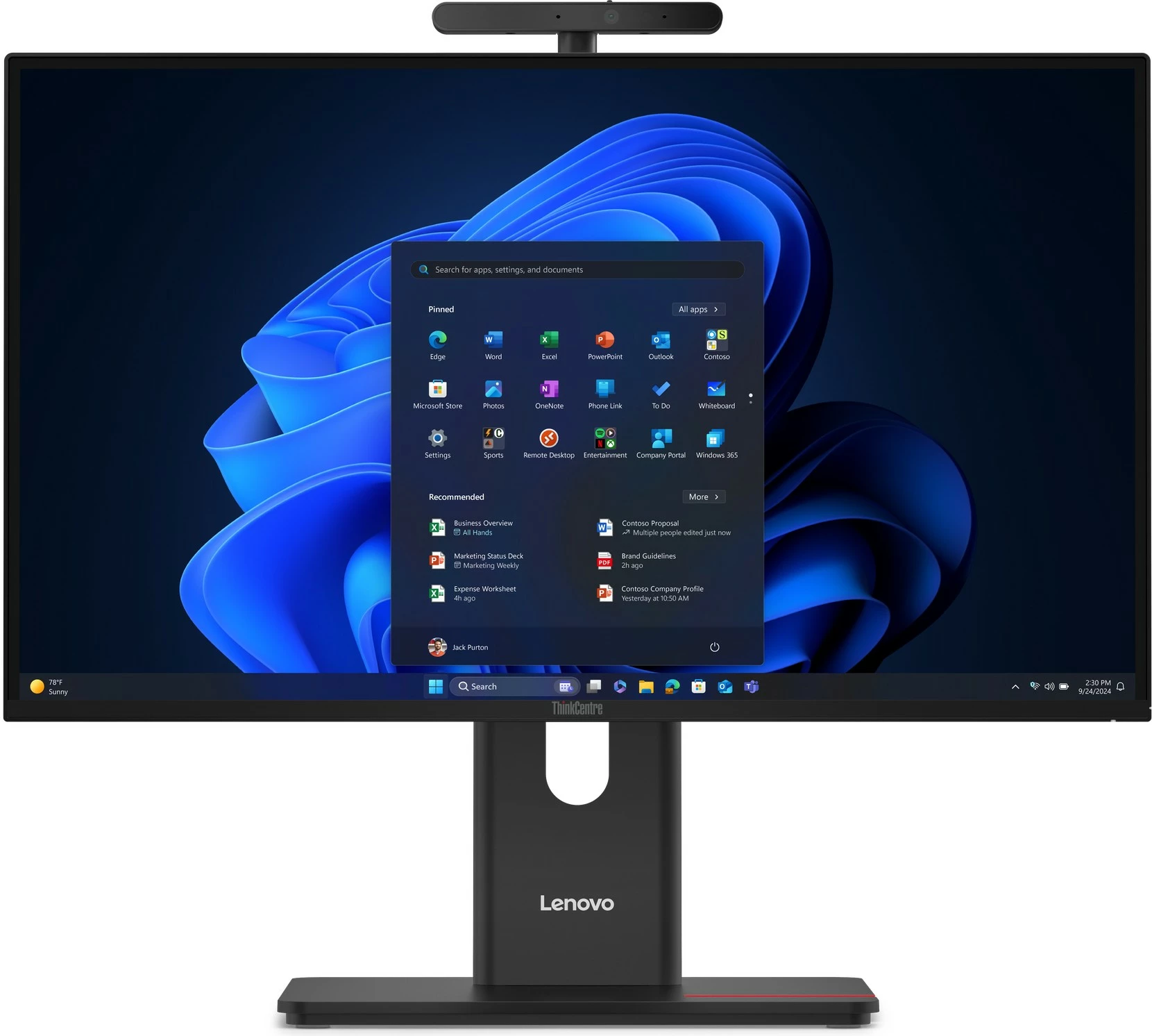 Kompjuter All-in-One Lenovo ThinkCentre u7 265 vPro ENT, 32GB RAM, 512GB SSD, 23.8 QHD, Windows 11 Pro