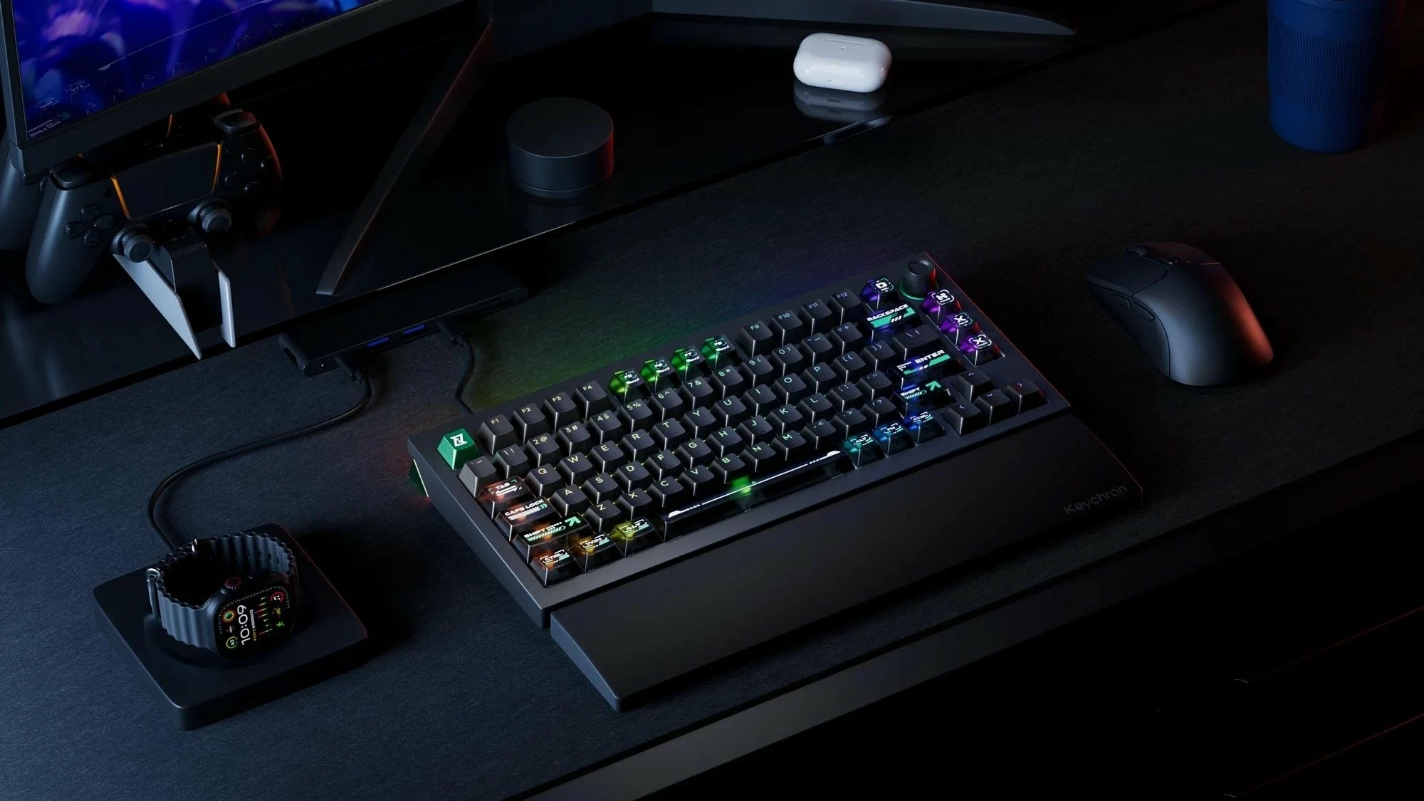 Tastierë gaming Keychron Lemokey L5 HE (L5W-W1), 75%, switch magnetik Ultra-Fast Lime, RGB, USB, US layout, e zezë/jeshile