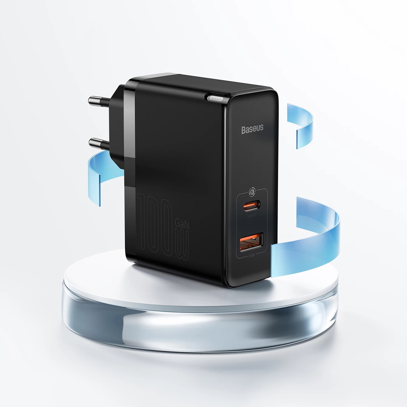 Karikues muri Baseus GaN5 Pro, 100W, 2 porta (USB-C/USB-A), i zi