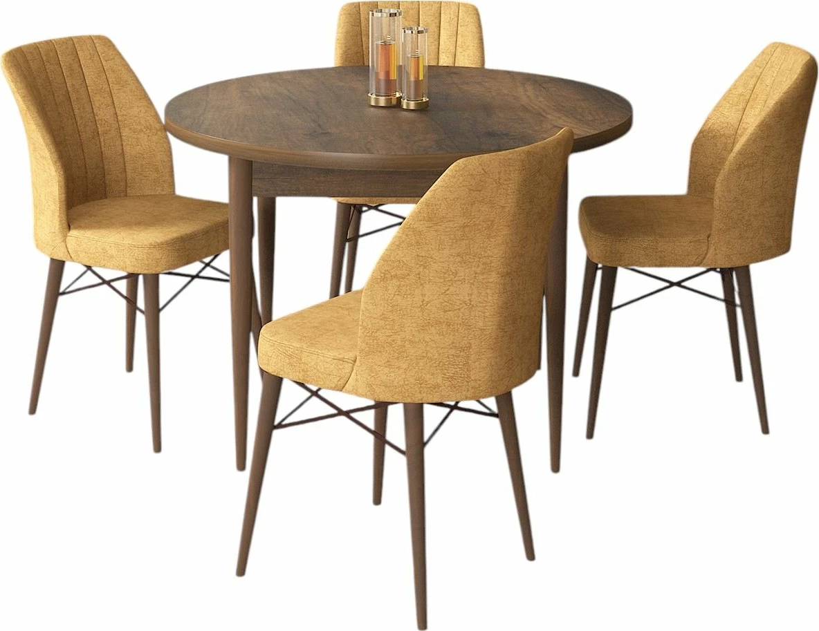 Tavolinë me karrige, 5 copë, Skye Decor, Baroque, Cappuccino