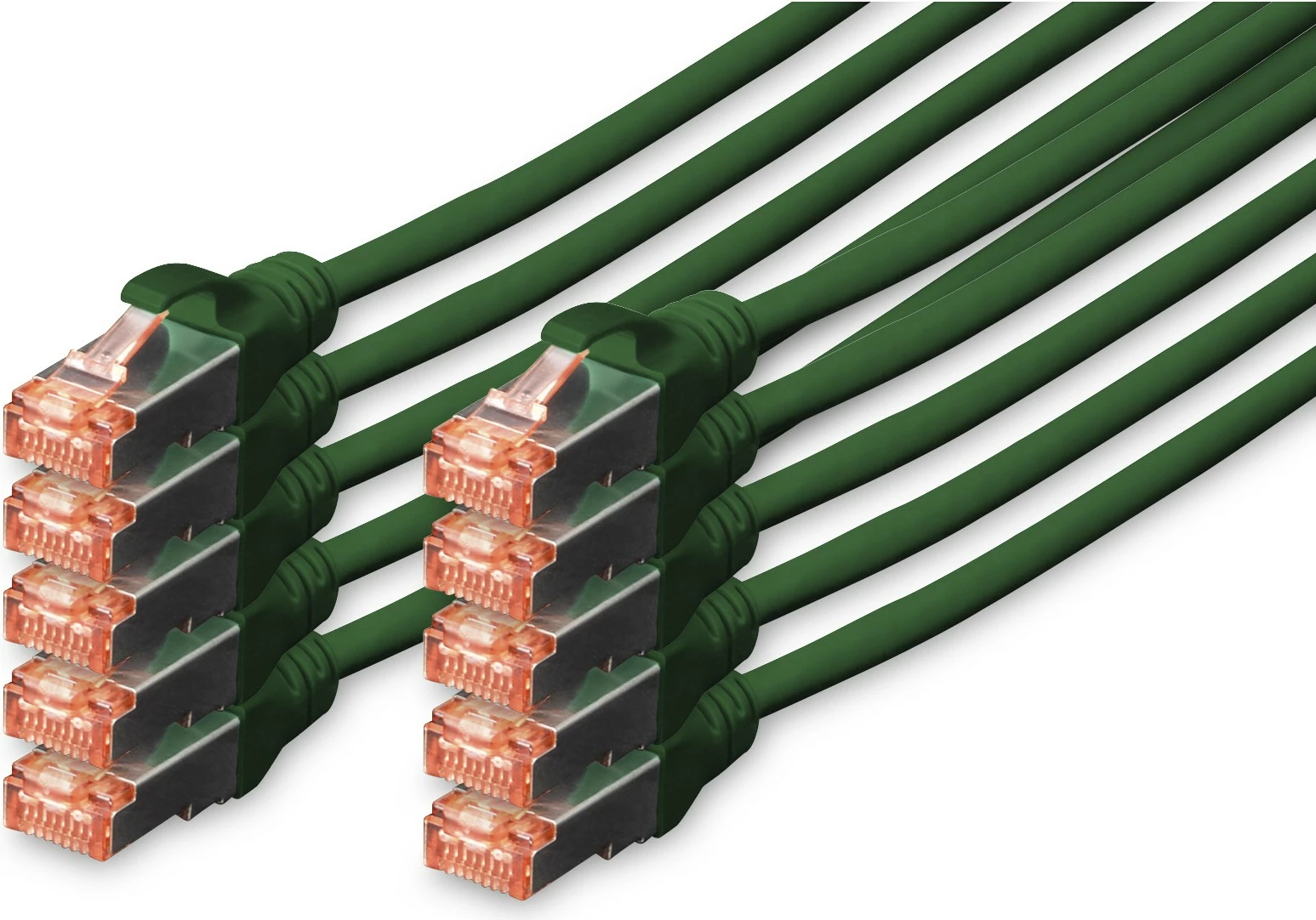 Kabllo rrjeti Digitus Cat6 S/FTP, 2m, set 10 copë, jeshile