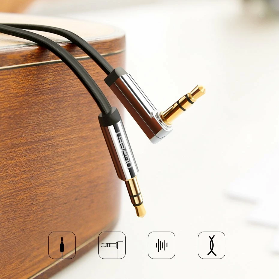 Kabllo audio AUX Ugreen 10599, 3.5 mm mini jack, 2m, Argjendtë
