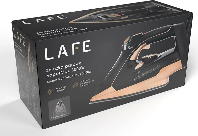 Hekur me avull Lafe VaporMax, 3000W, pllakë qeramike, zi-ari