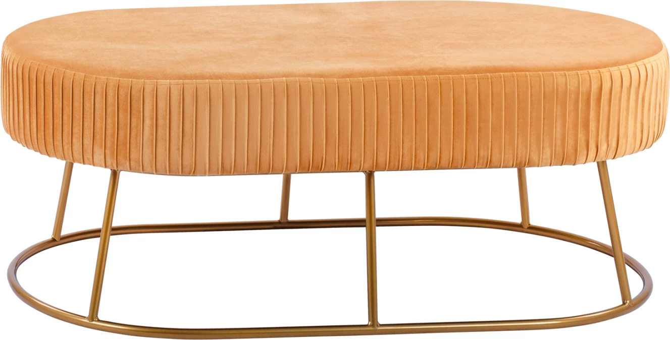 Stol Alinafe FH8635.09 prej kadifeje të artë me bazë të artë 118x64x40,5 cm