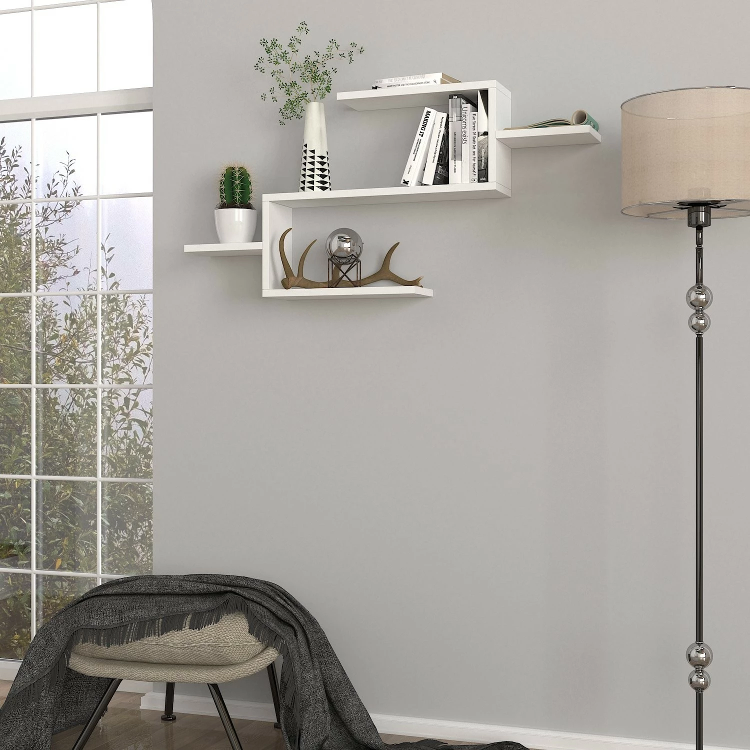 Raft librash Hanah Home, Twist, i bardhë