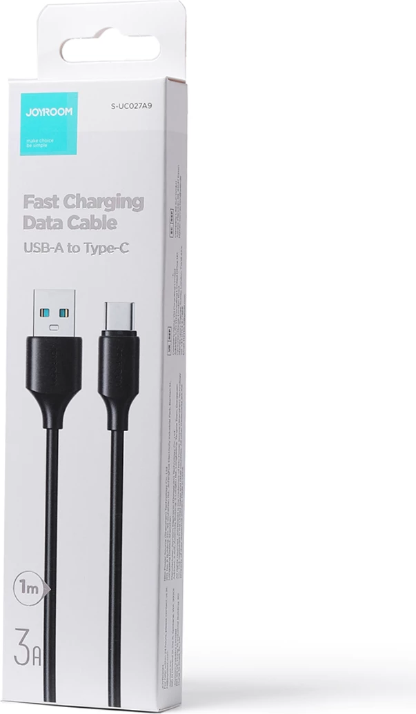Kabllo Joyroom Long-Lasting Series A9 USB-A në USB-C, 1m, 3A, e zezë