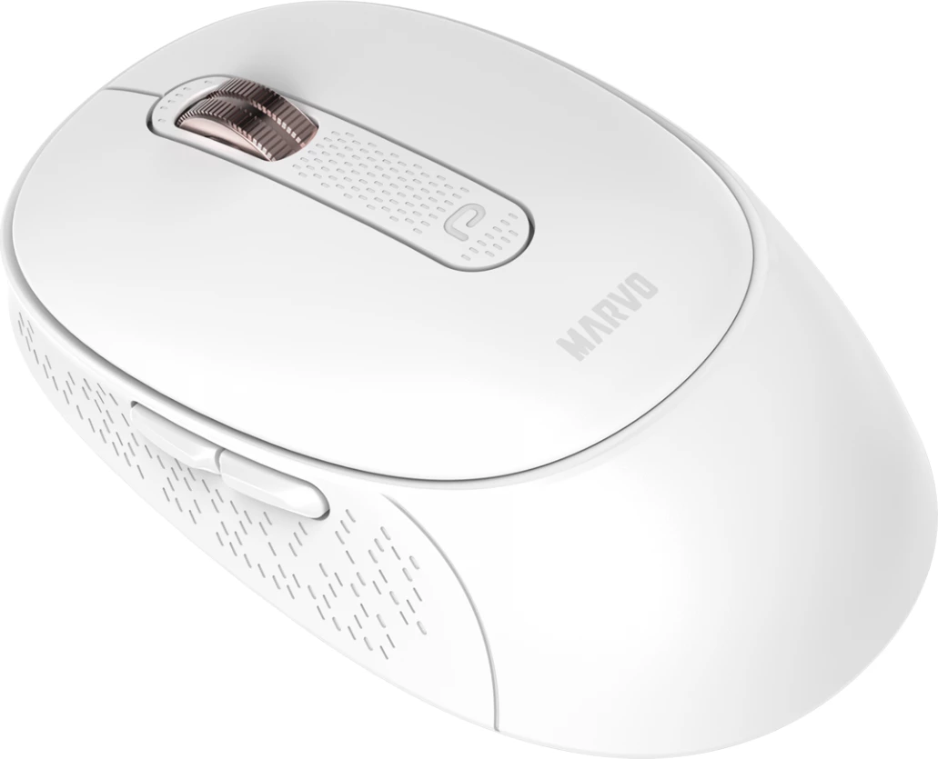 Maus wireless Marvo Office WM111, Bluetooth/2.4G/USB, DPI 800-1600, bateri e rikarikueshme, i bardhë