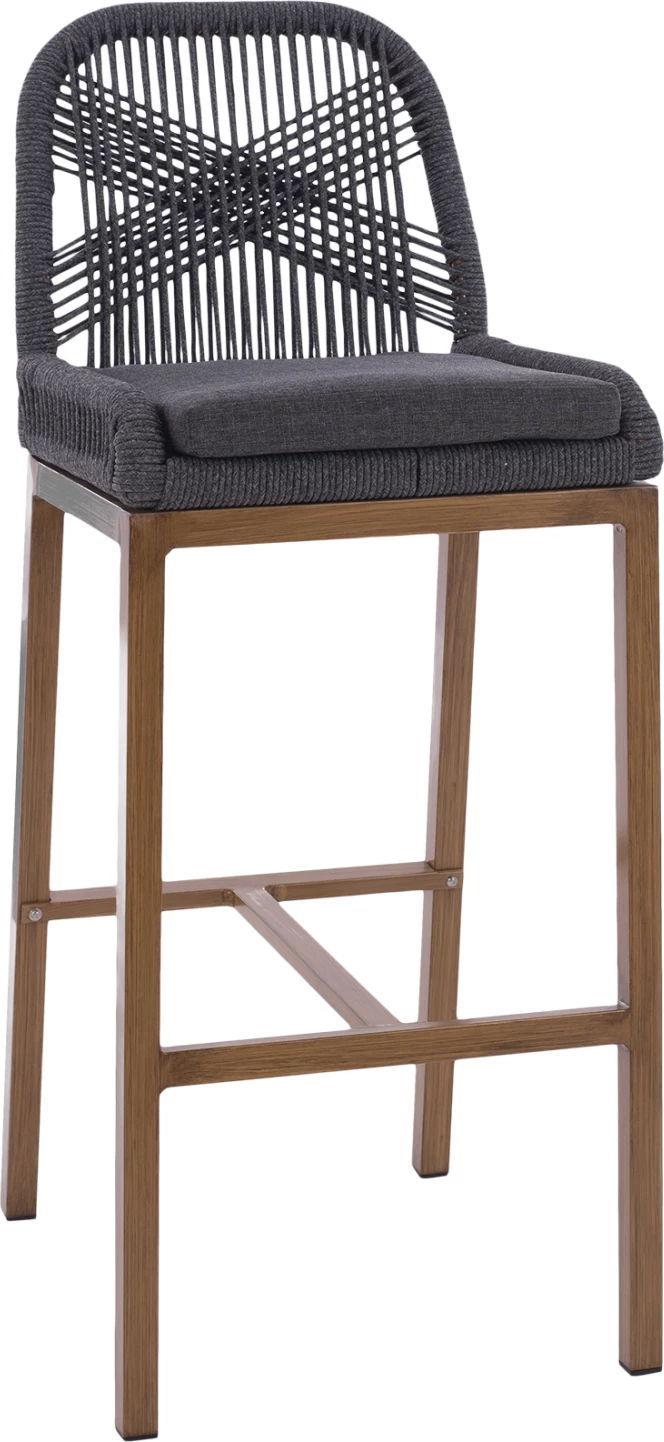 Karrige për bar alumini, bezhë dhe litar gri, 46x53x100H cm, FH5791.12