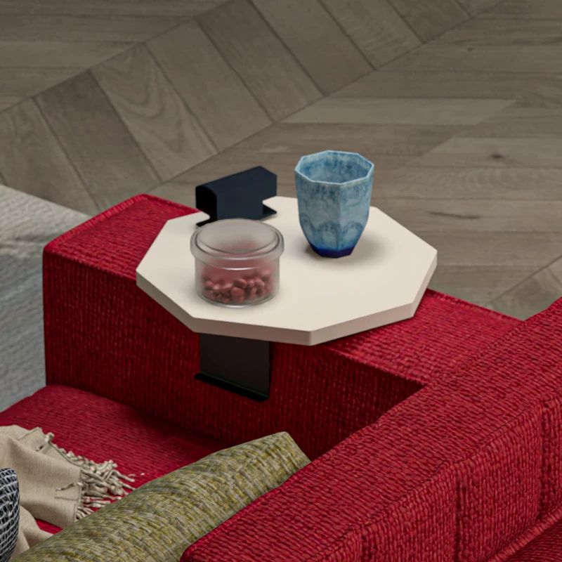 Tavolinë anësore Linea, ngjyrë krem me këmbë metalike të zeza, D34x10cm