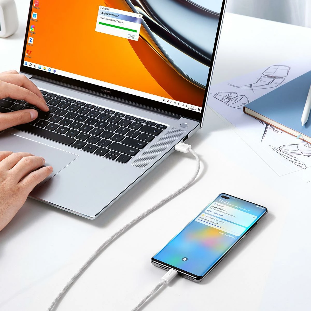 Kabllo Baseus Dynamic Series CALD000702 USB-A në USB-C 2 m 100W e bardhë